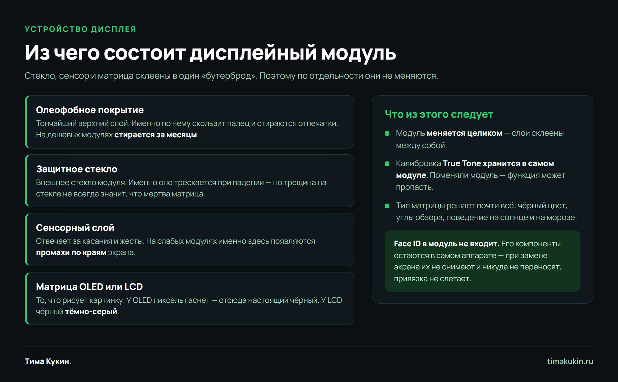 Из чего состоит дисплейный модуль iPhone: стекло, сенсор и матрица