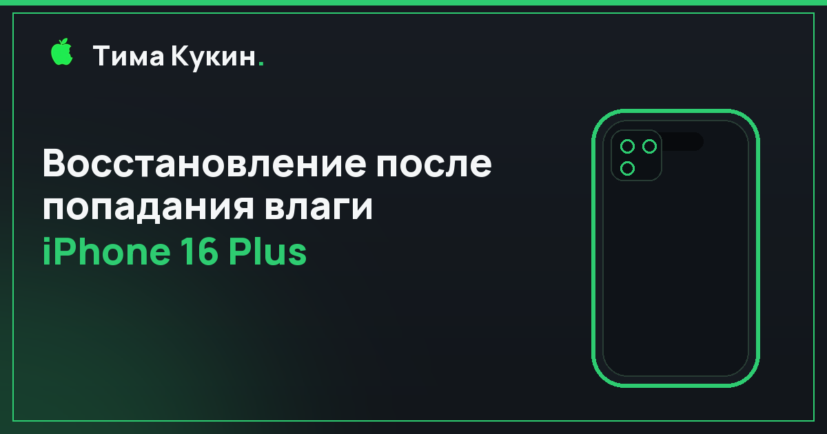 Восстановление iPhone 16 Plus после попадания влаги — выезд мастера по Барнаулу